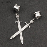 Vankula Stainless Steel Dangle Earrings Ear Plugs Tunnels