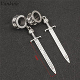 Vankula Stainless Steel Dangle Earrings Ear Plugs Tunnels