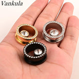 2pcs SS Crystal Zircon Ear Tunnels Plug Flesh Gauge Piercing Jewelry