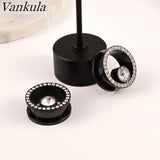 2pcs SS Crystal Zircon Ear Tunnels Plug Flesh Gauge Piercing Jewelry