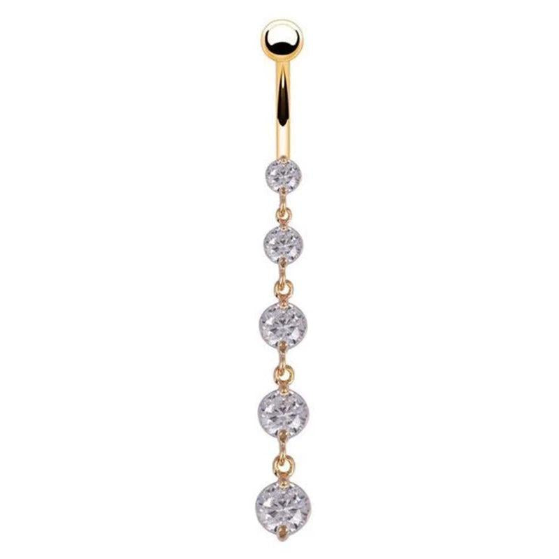 Stainless Steel Crystal Cubic Zirconia Navel Button Piercing