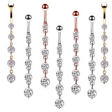 Stainless Steel Crystal Cubic Zirconia Navel Button Piercing