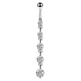 Stainless Steel Crystal Cubic Zirconia Navel Button Piercing