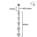 Stainless Steel Crystal Cubic Zirconia Navel Button Piercing