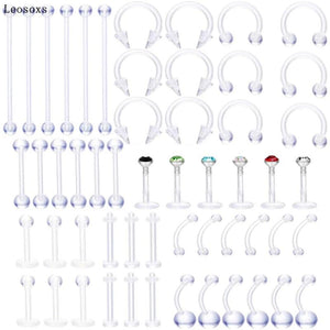 6pcs Acrylic Piercing Set Nose Ring Eyebrow Nail Lip Nail Jewelry