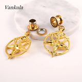 Vankula 2PCS Ear Plugs Tunnels Dangle Earrings Stainless Steel Gauges Expander