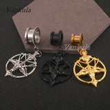 Vankula 2PCS Ear Plugs Tunnels Dangle Earrings Stainless Steel Gauges Expander