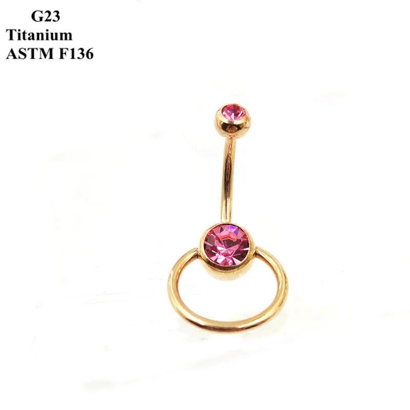 G23 Titanium Navel Piercing Jewelry with Zirconia & Opal Round Navel Nail Rings