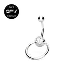 G23 Titanium Navel Piercing Jewelry with Zirconia & Opal Round Navel Nail Rings