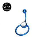 G23 Titanium Navel Piercing Jewelry with Zirconia & Opal Round Navel Nail Rings