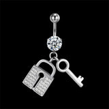 Romantic Key Lock Belly Button Ring 14G Titanium Navel Piercing