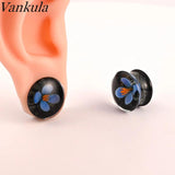 Glow in the Dark Flower Glass Ear Plug Gauges Earring