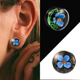 Glow in the Dark Flower Glass Ear Plug Gauges Earring