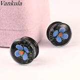 Glow in the Dark Flower Glass Ear Plug Gauges Earring