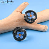 Glow in the Dark Flower Glass Ear Plug Gauges Earring