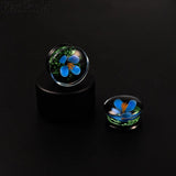 Glow in the Dark Flower Glass Ear Plug Gauges Earring