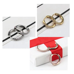 Zircon Hoop Earrings 316L Steel Piercing Ear Studs Rings Body Jewelry