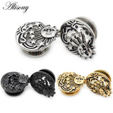 2PCS Retro Stainless Steel Ear Tunnel Plug Expander Stretcher Gauge