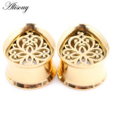 2PCS Stainless Steel Teardrop Ear Gauges Plugs 8-25mm