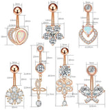 Zircon Dangle Heart Butterfly Belly Ring Surgical Steel Navel Piercing