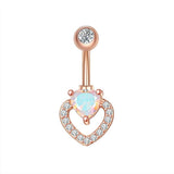 Zircon Dangle Heart Butterfly Belly Ring Surgical Steel Navel Piercing