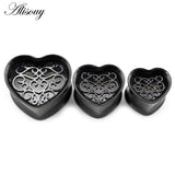 2PC Stain. Steel Ear Gauges Plugs Heart Tunnels Stretcher Women Body Piercing