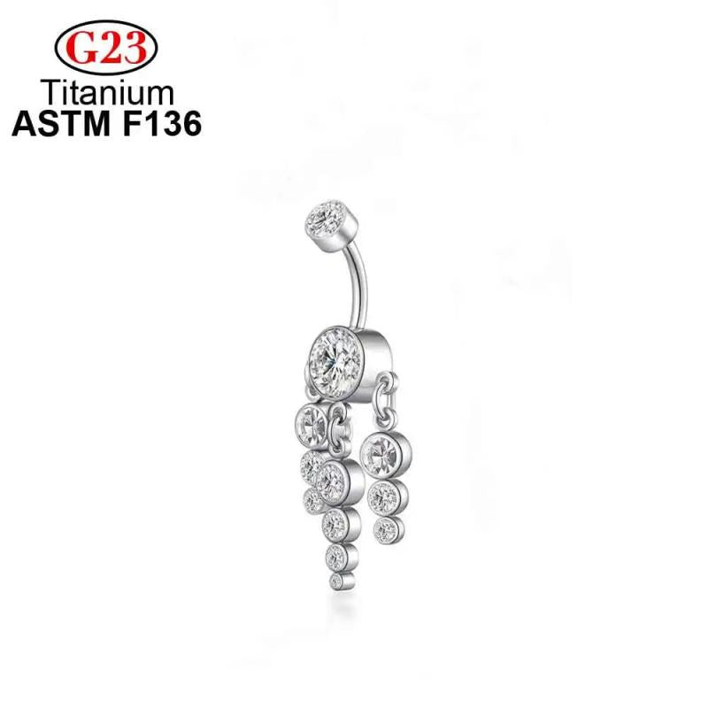 Crystal Zircon Titanium Navel Piercing Belly Body Jewelry