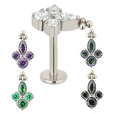 ASTM F136 Titanium Round and Marquise CZ Labret Lip Stud