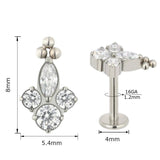 ASTM F136 Titanium Round and Marquise CZ Labret Lip Stud