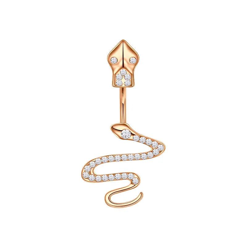 Snake Zircon Navel Piercing Stainless Steel Belly Button Ring