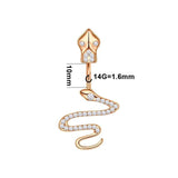 Snake Zircon Navel Piercing Stainless Steel Belly Button Ring