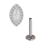 ASTM F136 Titanium Oval CZ Center Threaded Studs