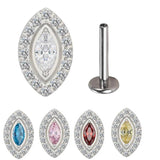 ASTM F136 Titanium Oval CZ Center Threaded Studs