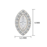 ASTM F136 Titanium Oval CZ Center Threaded Studs