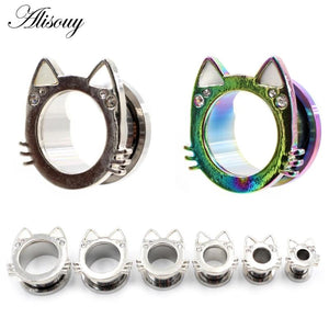 2PC Rainbow Steel Ear Tunnels Plugs 6-16mm