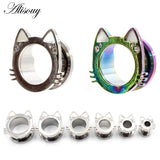 2PC Rainbow Steel Ear Tunnels Plugs 6-16mm