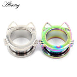 2PC Rainbow Steel Ear Tunnels Plugs 6-16mm