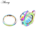 2PC Rainbow Steel Ear Tunnels Plugs 6-16mm