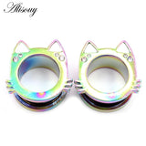 2PC Rainbow Steel Ear Tunnels Plugs 6-16mm