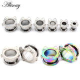 2PC Rainbow Steel Ear Tunnels Plugs 6-16mm