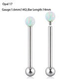 Opal Tongue Barbell Ring 361L Surgical Steel Body Jewelry