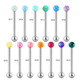 Opal Tongue Barbell Ring 361L Surgical Steel Body Jewelry