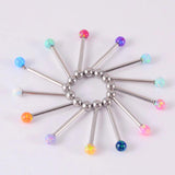 Opal Tongue Barbell Ring 361L Surgical Steel Body Jewelry