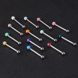 Opal Tongue Barbell Ring 361L Surgical Steel Body Jewelry