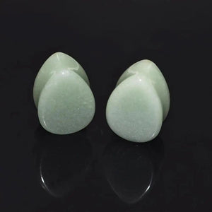 2PCS Heart Nature Stone Ear Plug and Tunnel Earring 6-16mm Drip Stone Plug