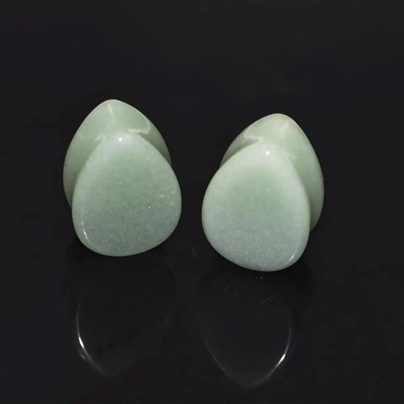 2PCS Heart Nature Stone Ear Plug and Tunnel Earring 6-16mm Drip Stone Plug