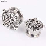 Leosoxs 2pcs Vintage Compass Ear Expander Piercing Ear Studs