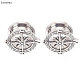 Leosoxs 2pcs Vintage Compass Ear Expander Piercing Ear Studs