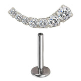 G23 Titanium Ear Piercing 7 Zirconia Curved Prong Labret Tragus Studs
