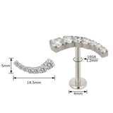 G23 Titanium Ear Piercing 7 Zirconia Curved Prong Labret Tragus Studs